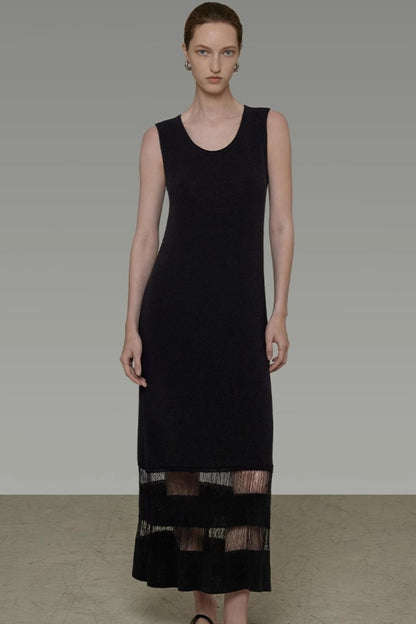 Minimalist U-Neck Tassel Dress