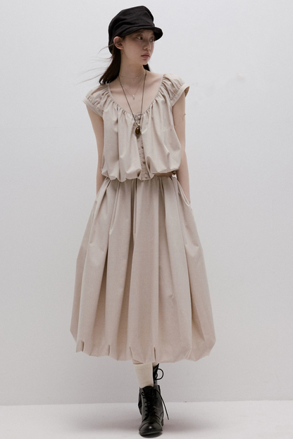 Apricot Gray Linen Top