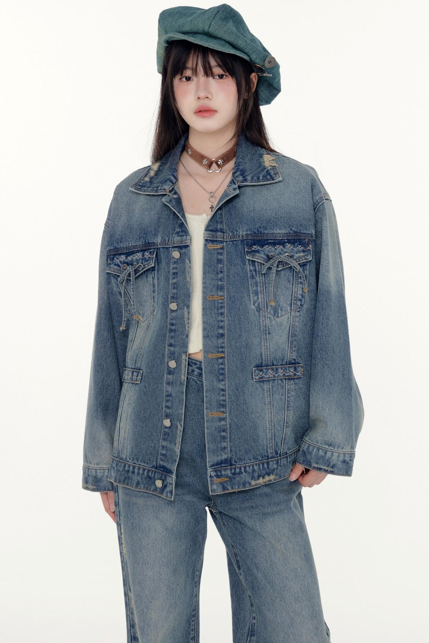 Denim Lace Jacket And BaseTop