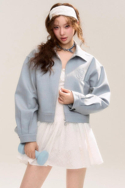 Casual Tailored Embroidered Short Jacket