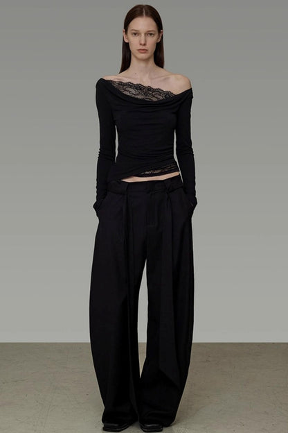 Lace One-Shoulder Knit Top