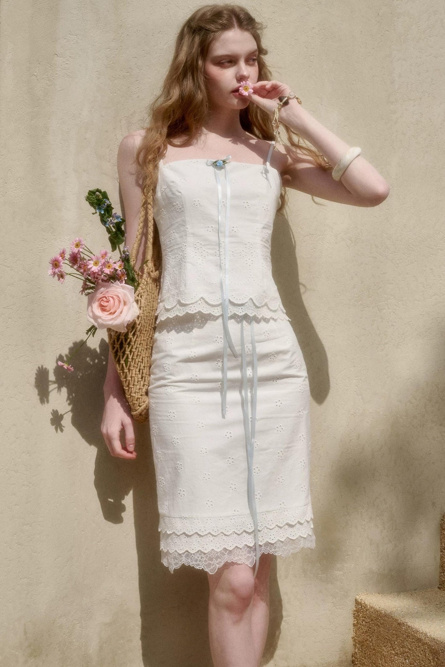White Jasmine Cotton Embroidered Set-Up