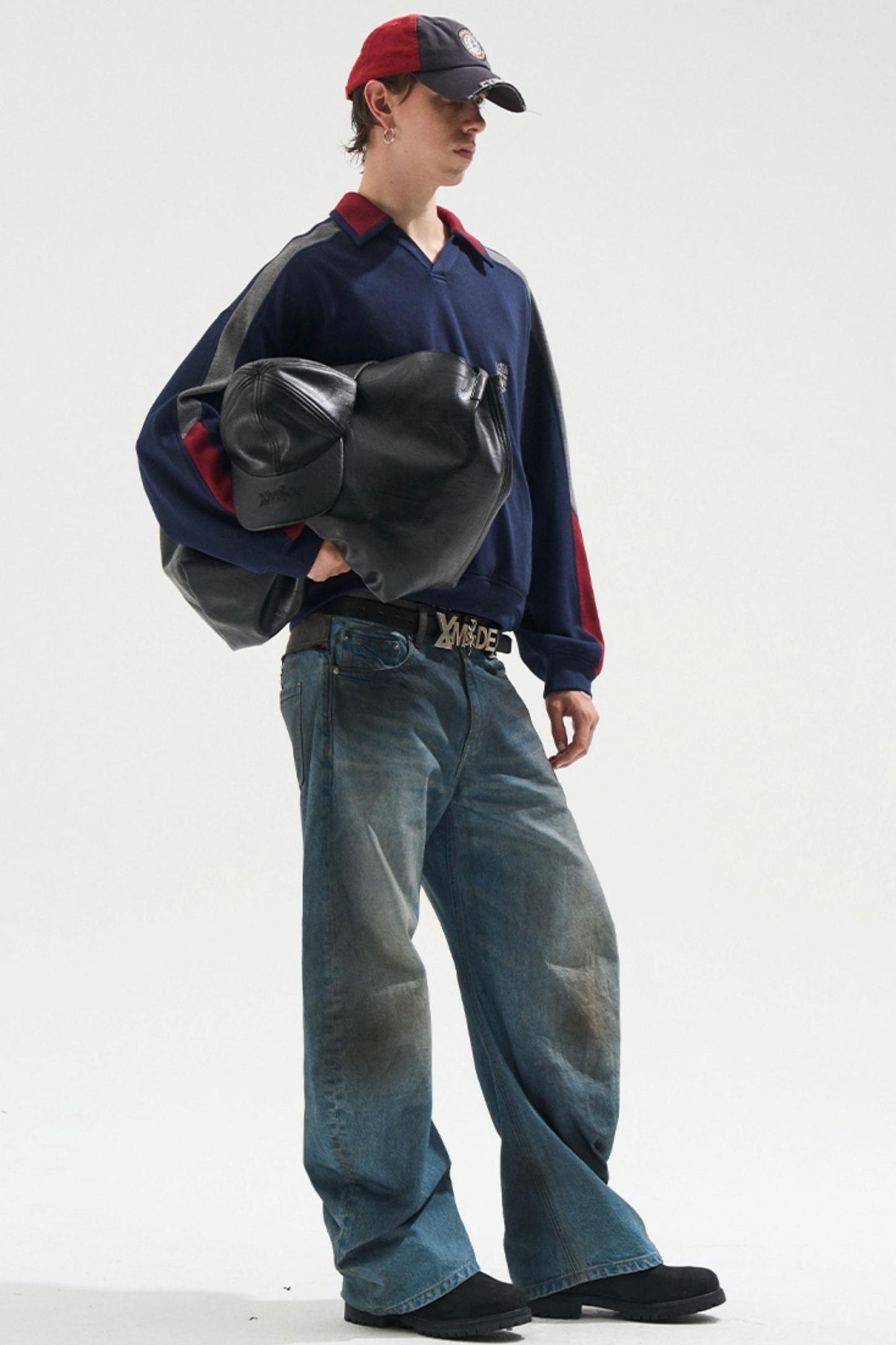 Contrasting Long Sleeve Polo Sweatshirt