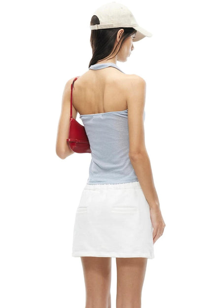 Silver Silk Halter Vest