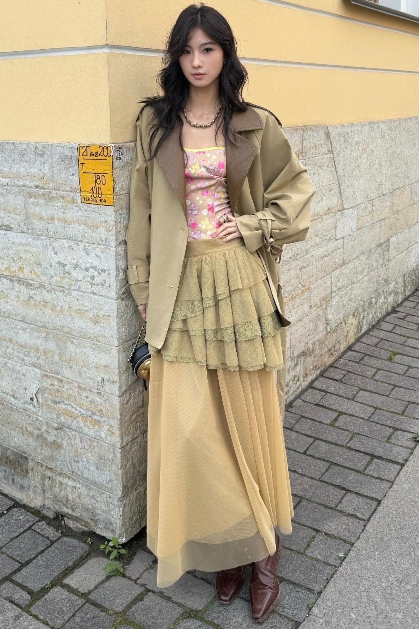 Vintage Lily Silhouette Reversible Trench Coat Set-Up