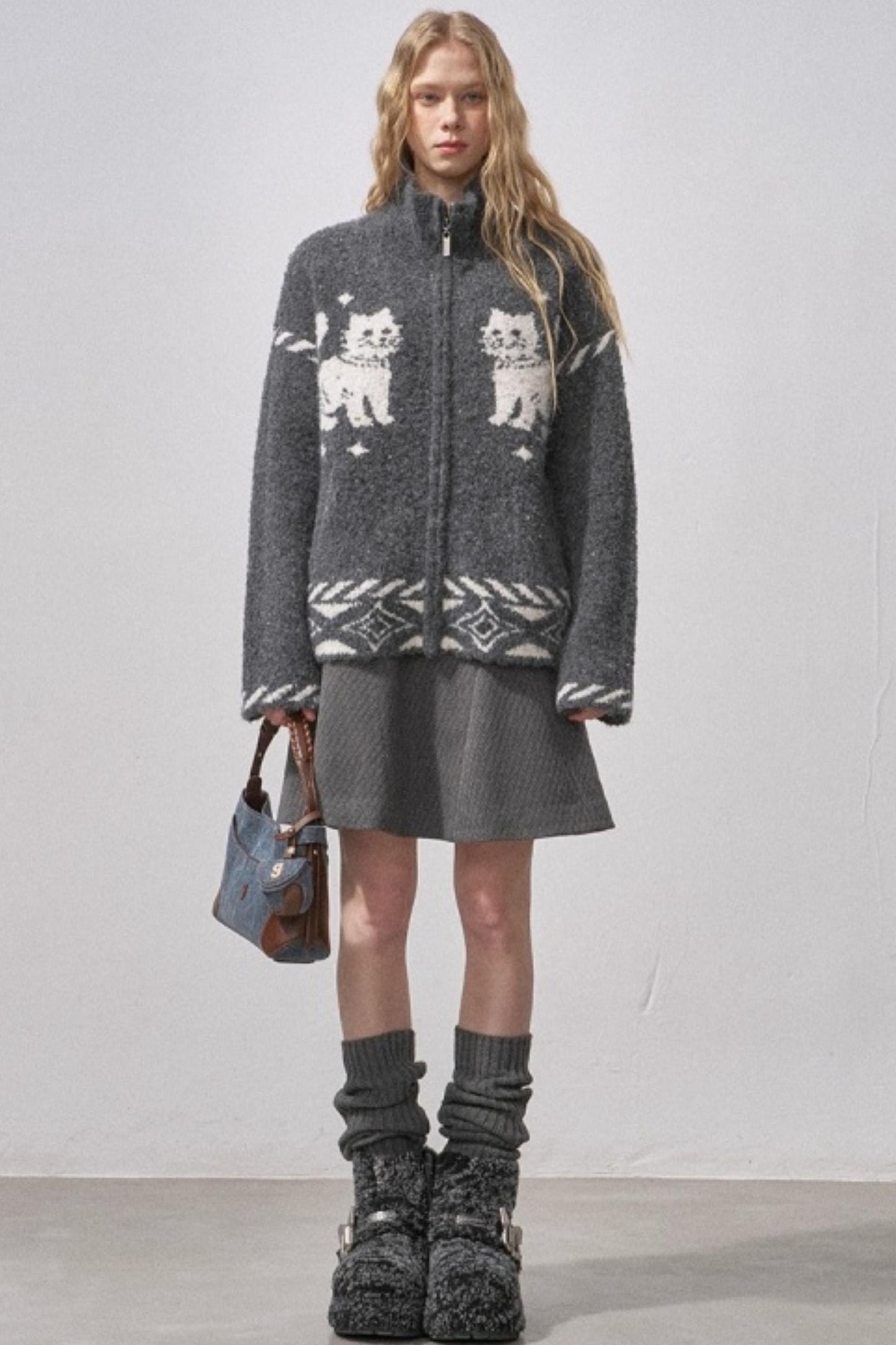 Star Kitty Jacquard Cardigan