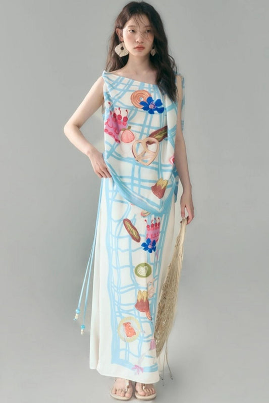 Square Plaid Print Satin Skirt Set-Up