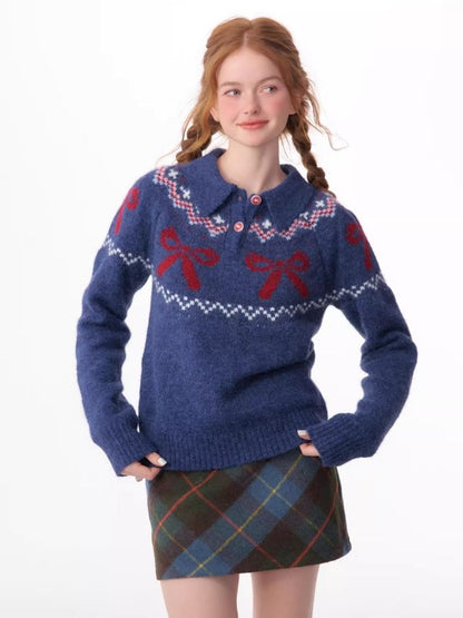 Soft and thick Fair Isle polo neck sweater