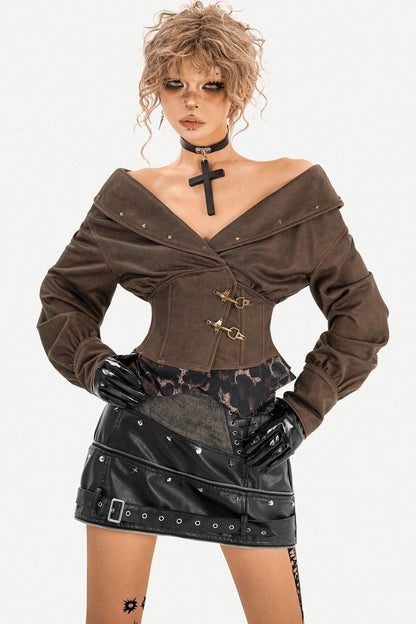 Black Leather A-Line Skirt
