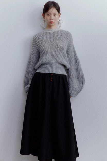 Furry Misty Gray Wool Top