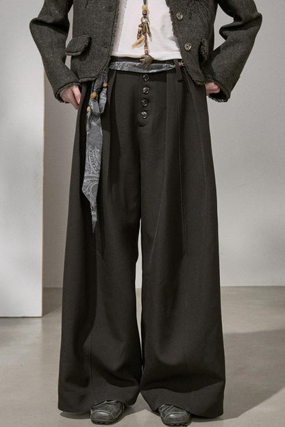 Button Pleated Cargo Pants