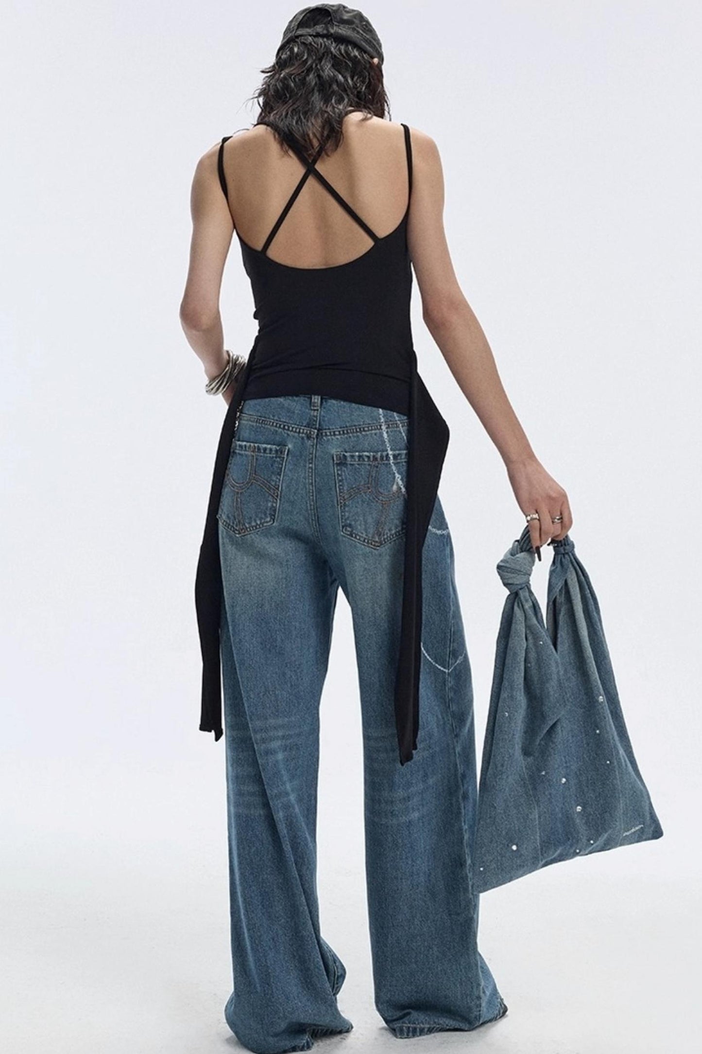 Diamond Starry Denim Shoulder Bag