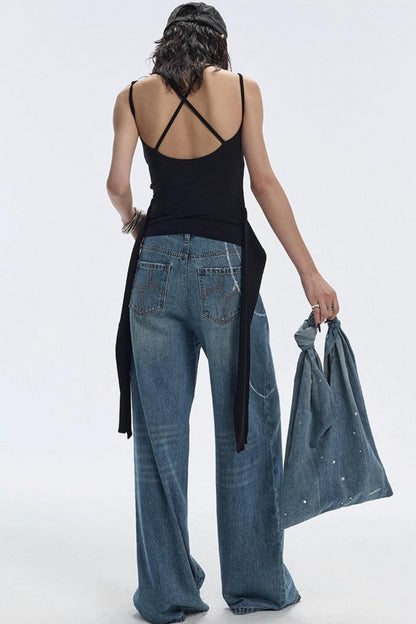 Diamond Starry Denim Shoulder Bag