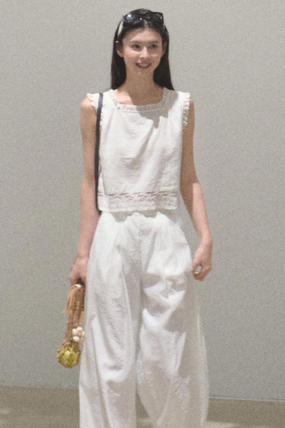 Linen Square Collar Top