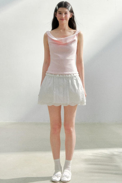 Pure White Embroidered A-Line Skirt