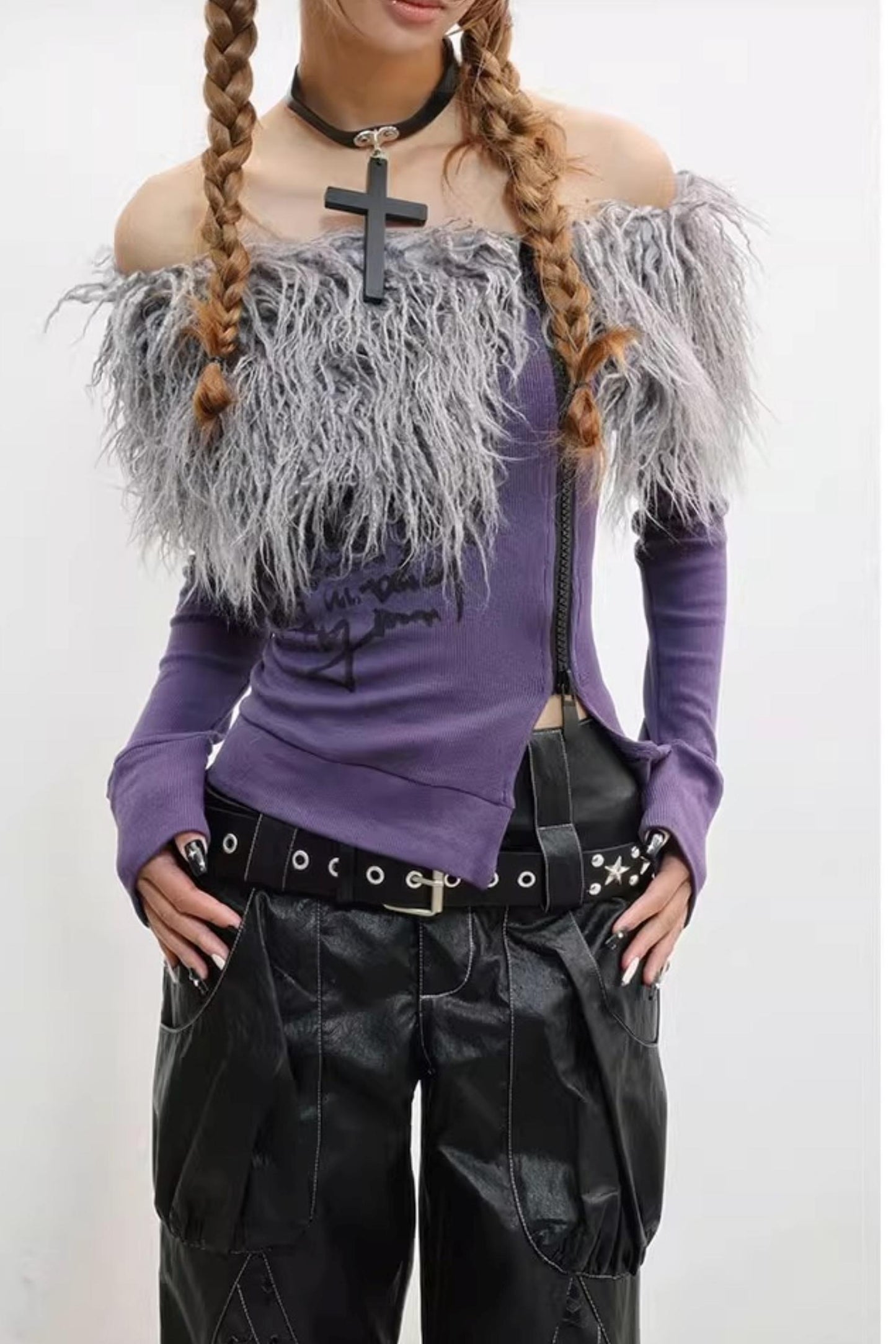 Hairy Slim Print Long Sleeve T-Shirt Knit