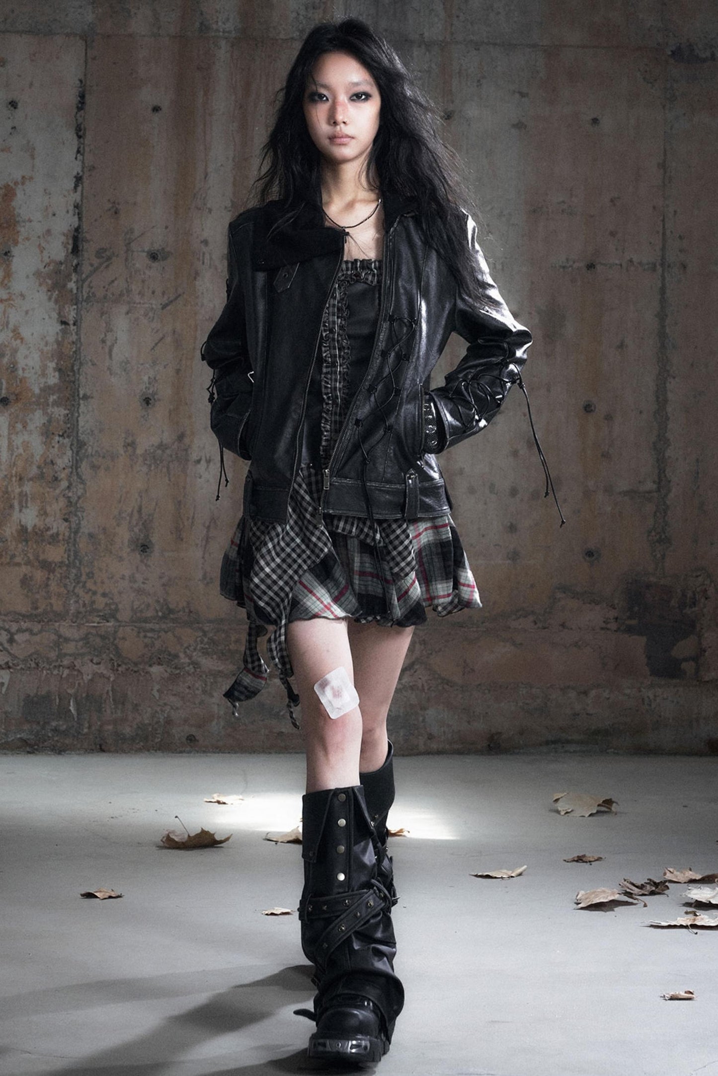 Panelled Knit Leather Jacket