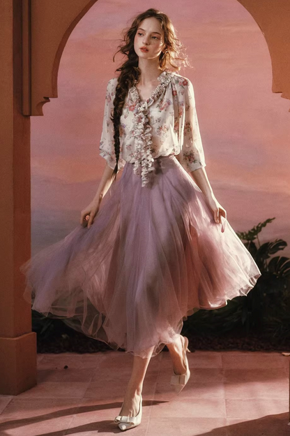 Wisteria Whisper Chiffon Blouse