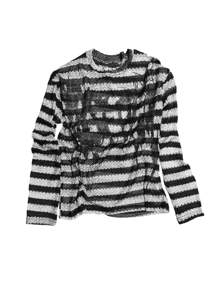 Stripe Graffiti Print Semi-Sheer Knit