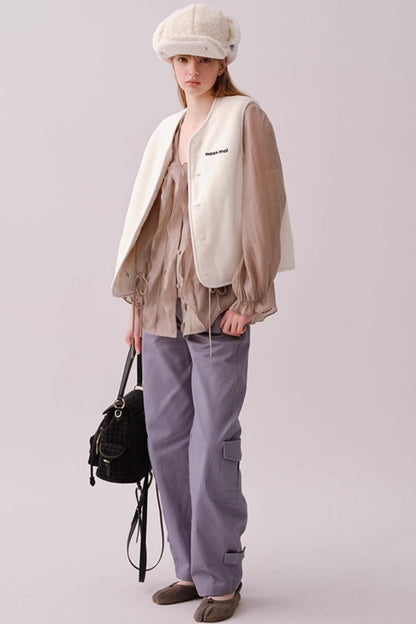 Reversible Floral Embroidered Vest Jacket