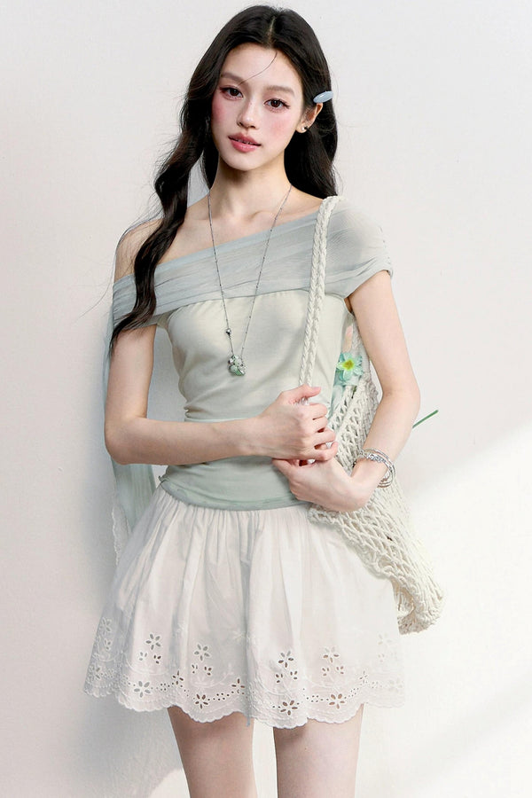 Cherry Wine Off-Shoulder Lace Top