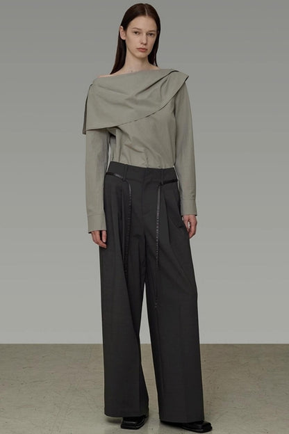 Double-Neck Slanted Shoulder Shirt