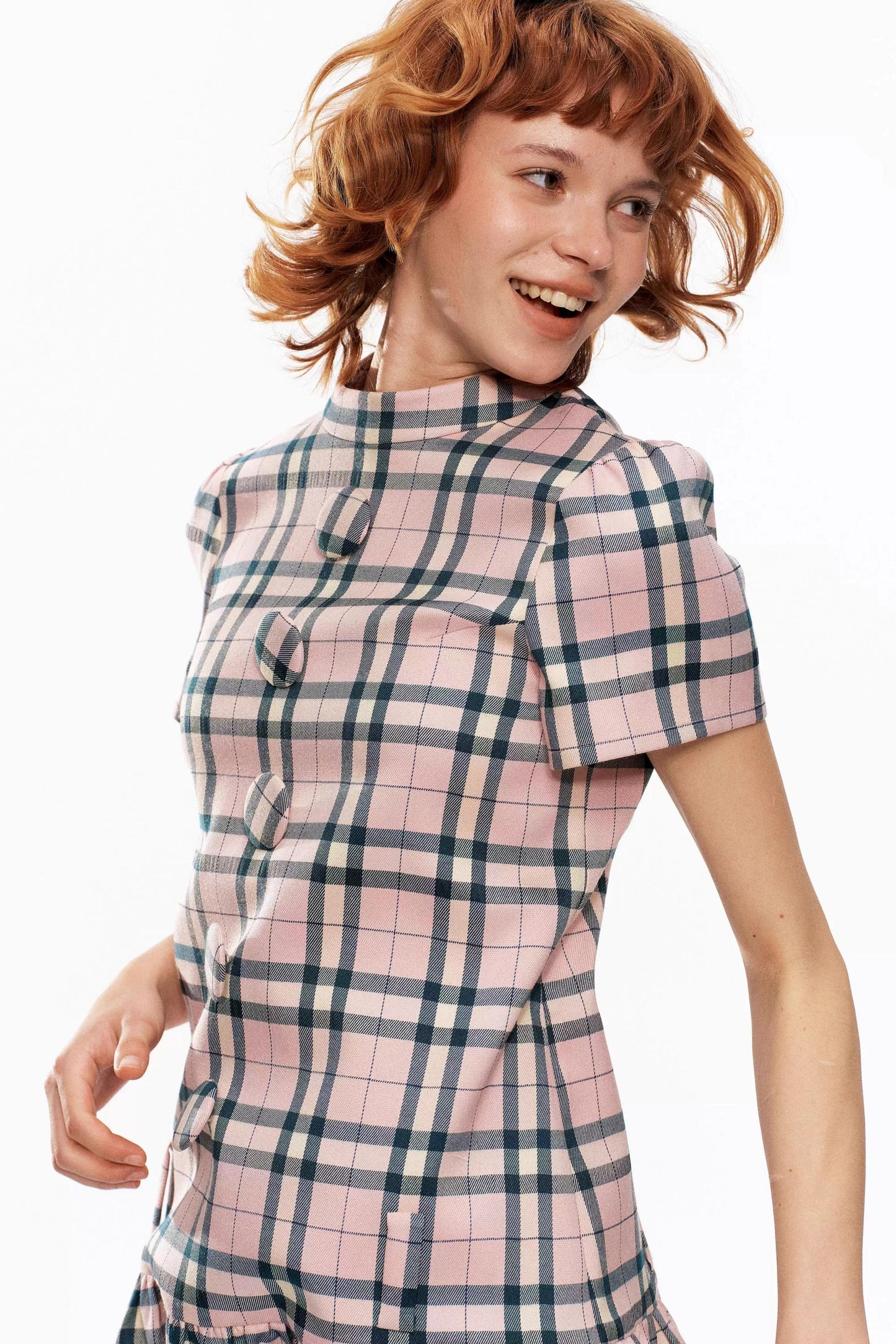 Pink Plaid A-Line Dress