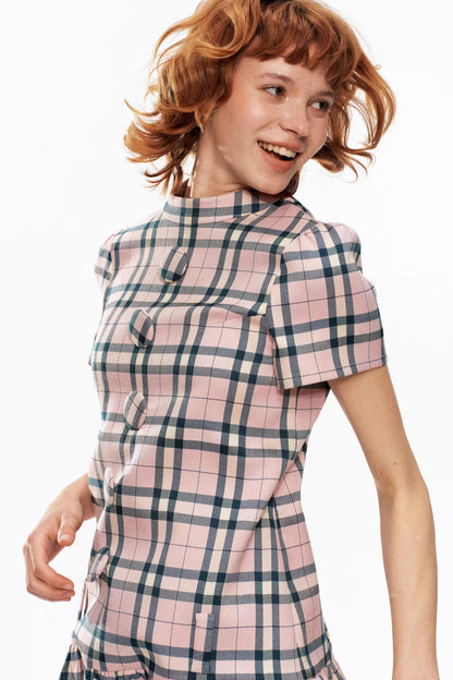 Pink Plaid A-Line Dress