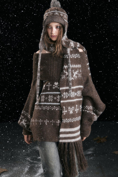 Fair Isle Wave Jacquard Scarf