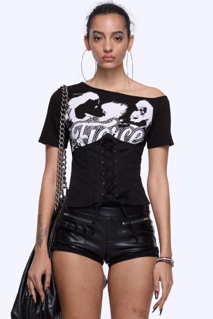 Contrast Tie-Waist Tee