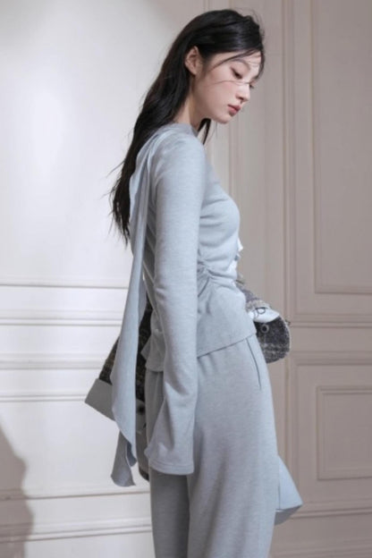 Milk Blue Wool Ribbon Knit Set