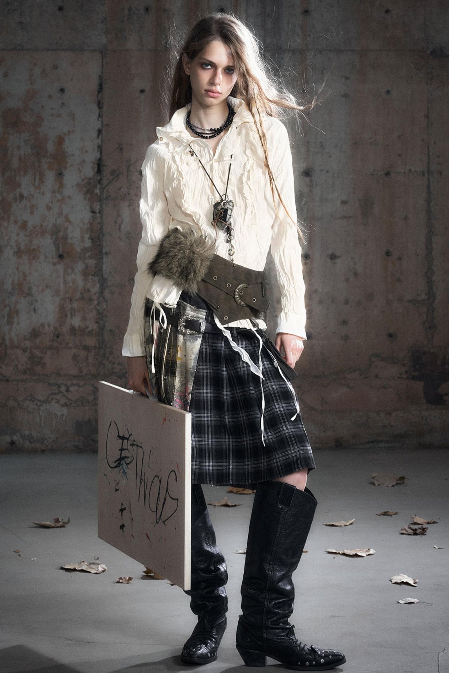 Wander Pleated Distressed Chiffon Shirt