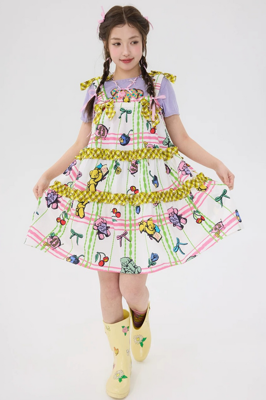 Plaid Bear Suspender Dress