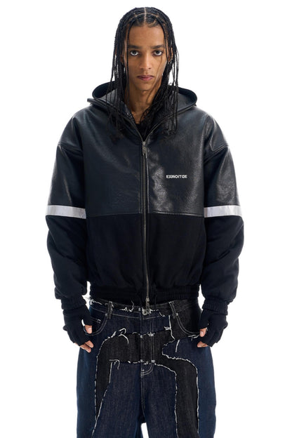 Reflective Silhouette Leather Coat