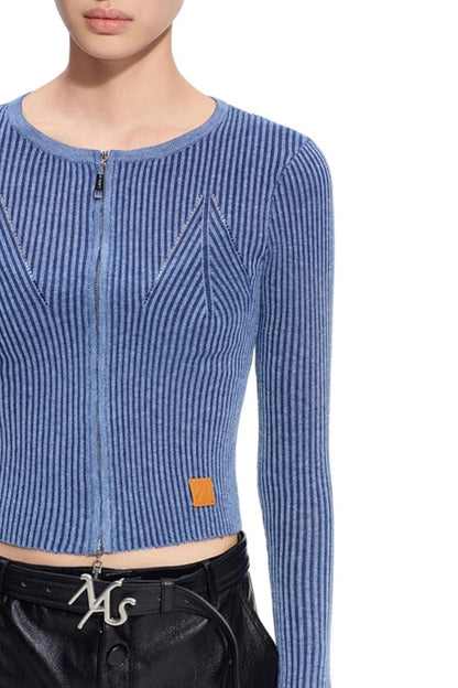Wool Cropped Crew Neck Cardigan