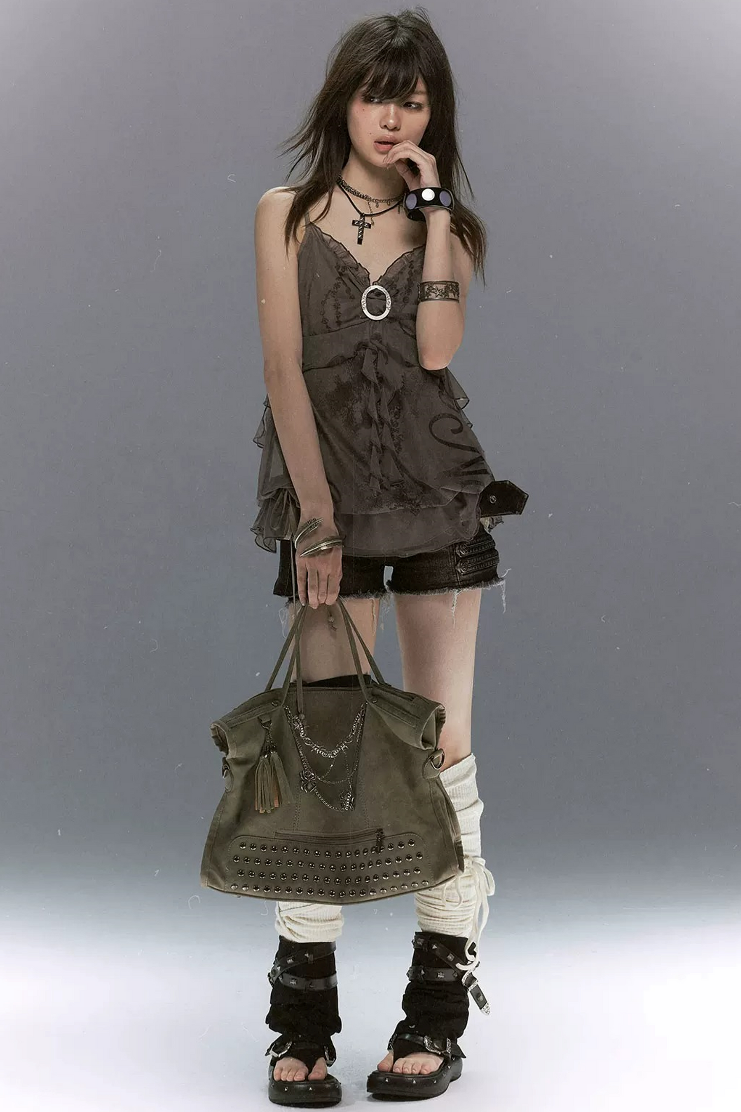 Bubble Graffiti Mesh Camisole Top