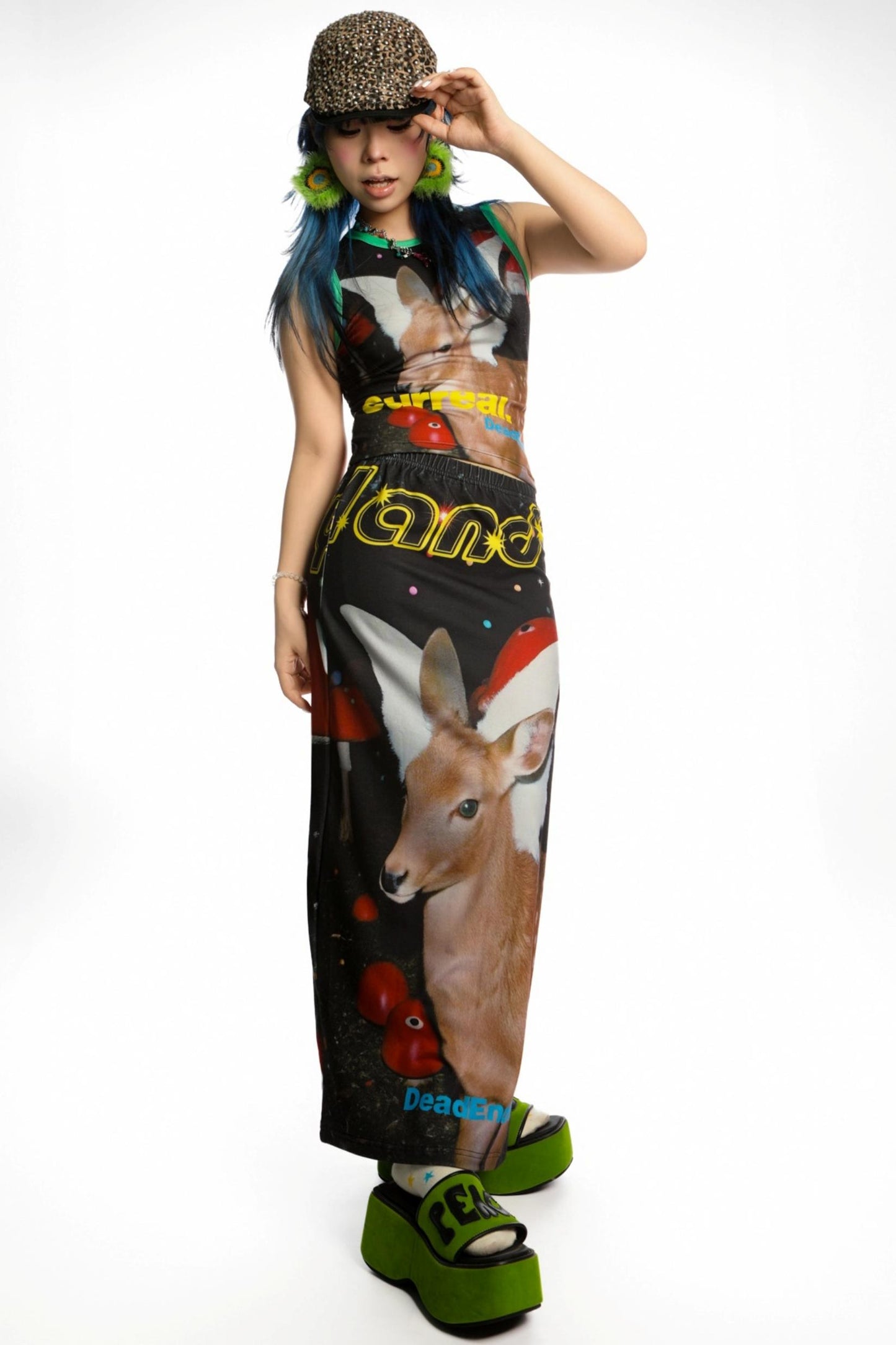 Reversible Print Stretch Casual Maxi Skirt