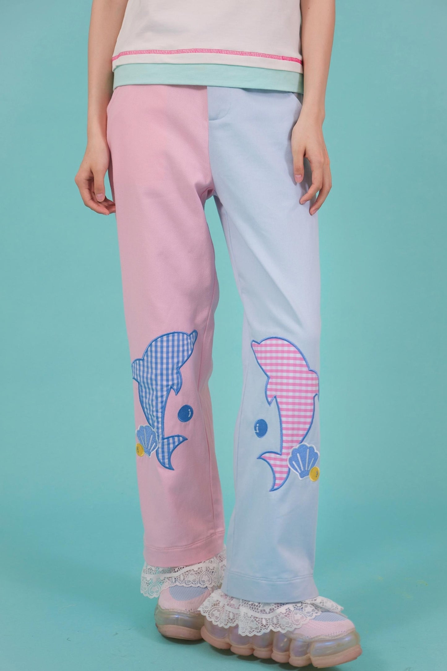 Blue Dolphin Lace Loose Trousers