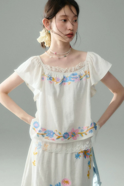 Pony Embroidery Cotton Linen Set-Up