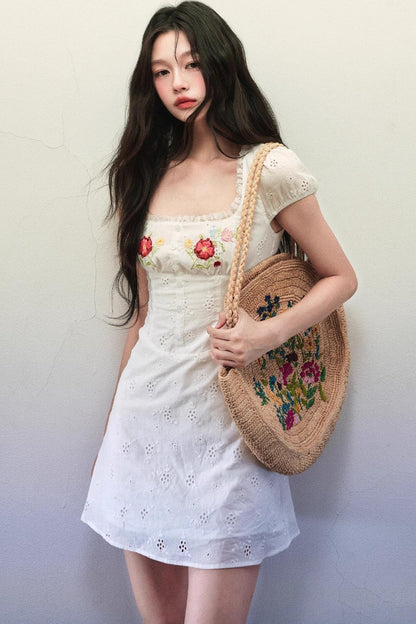 Embroidered A-Line Dress