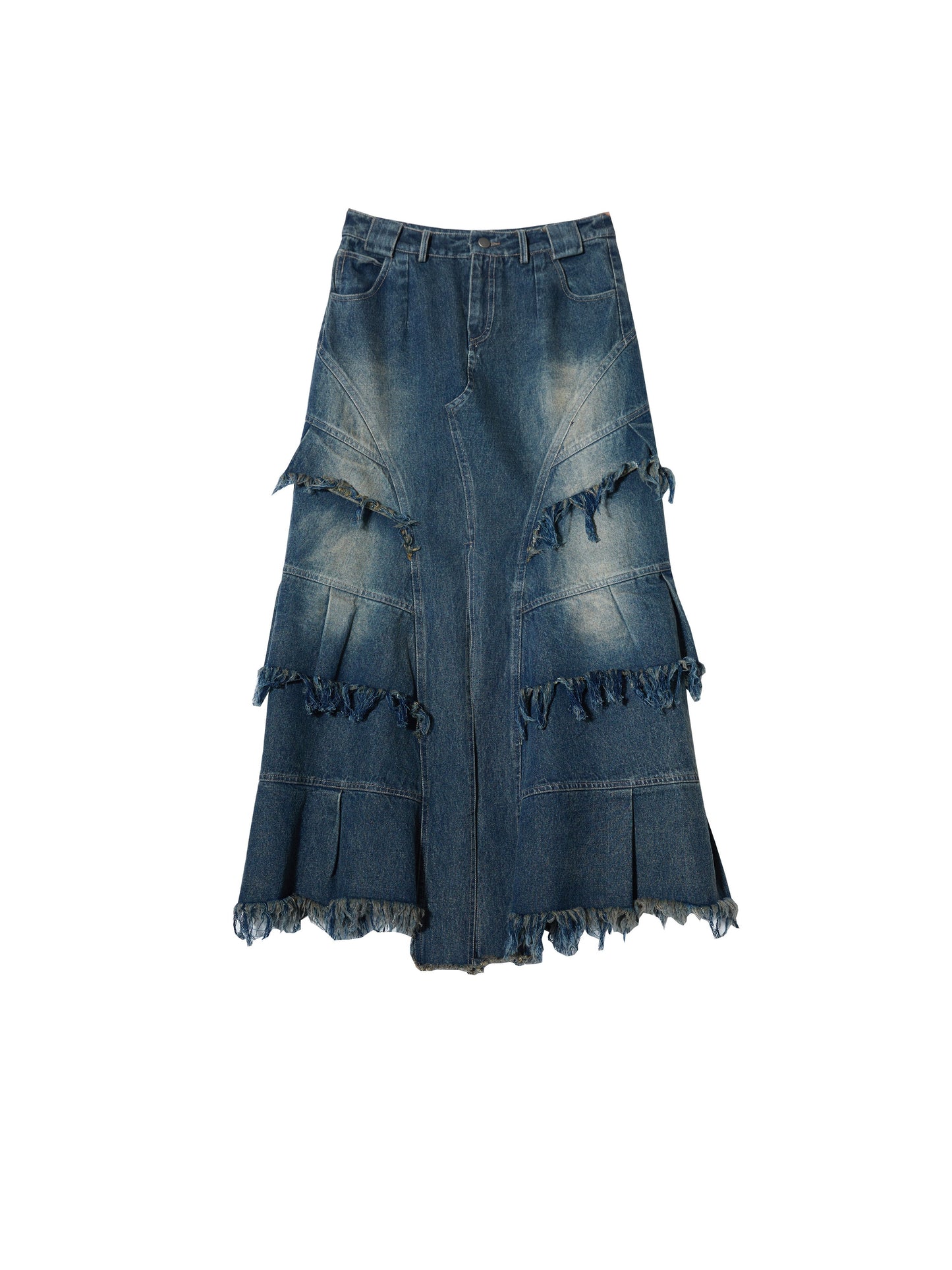 Tassel Design A-Line Denim Maxi Skirt