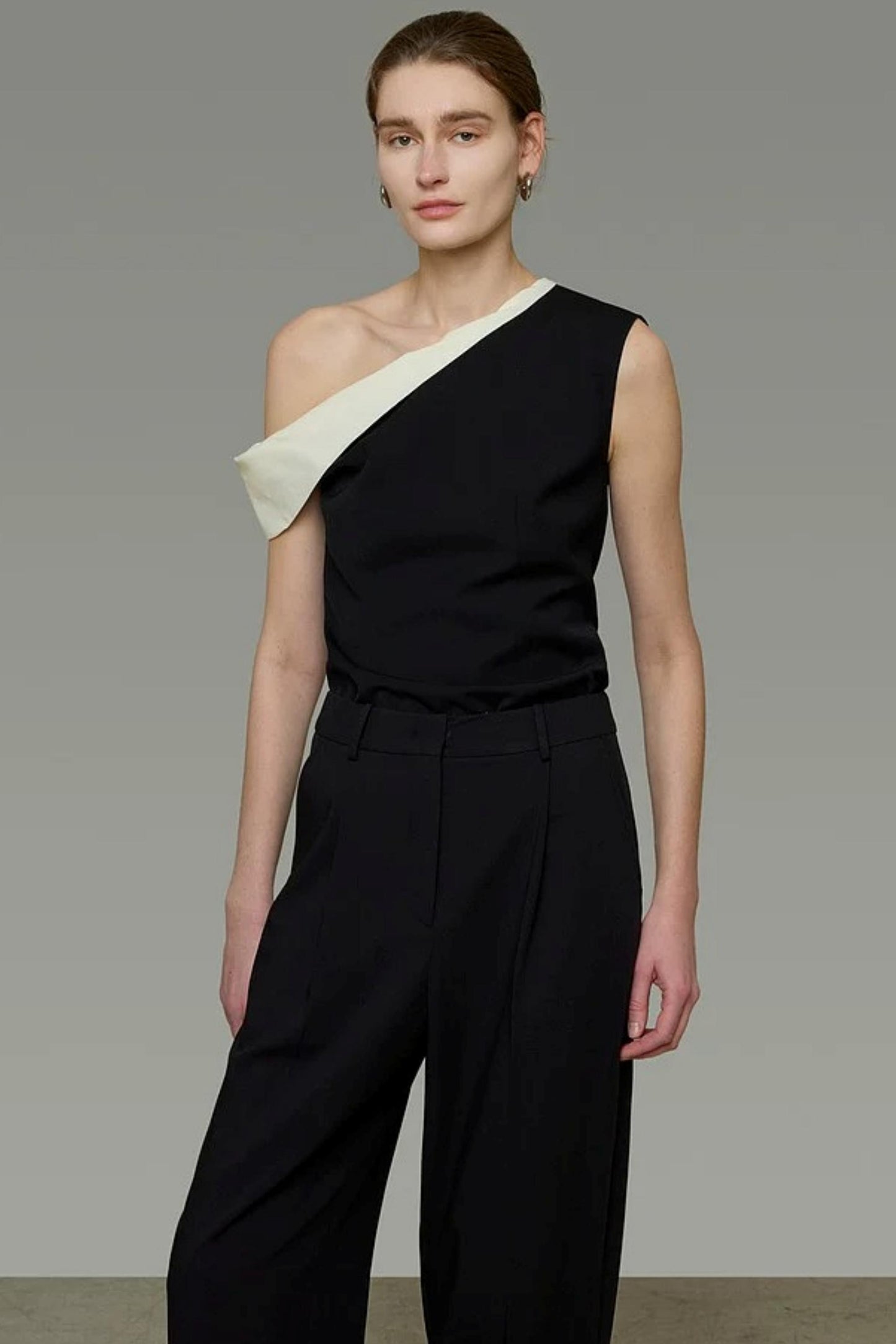 Black and White Slanted Top