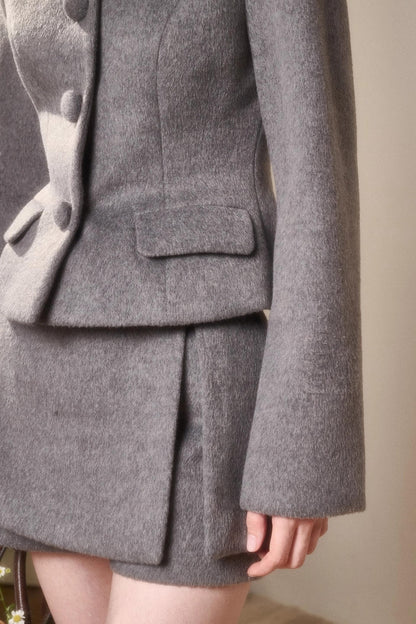 Vintage Woolen Jacket With Skirt Set-Up