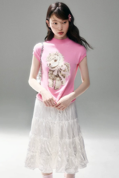 Bow-Tie Jacquard Cotton T-Shirt Set-Up