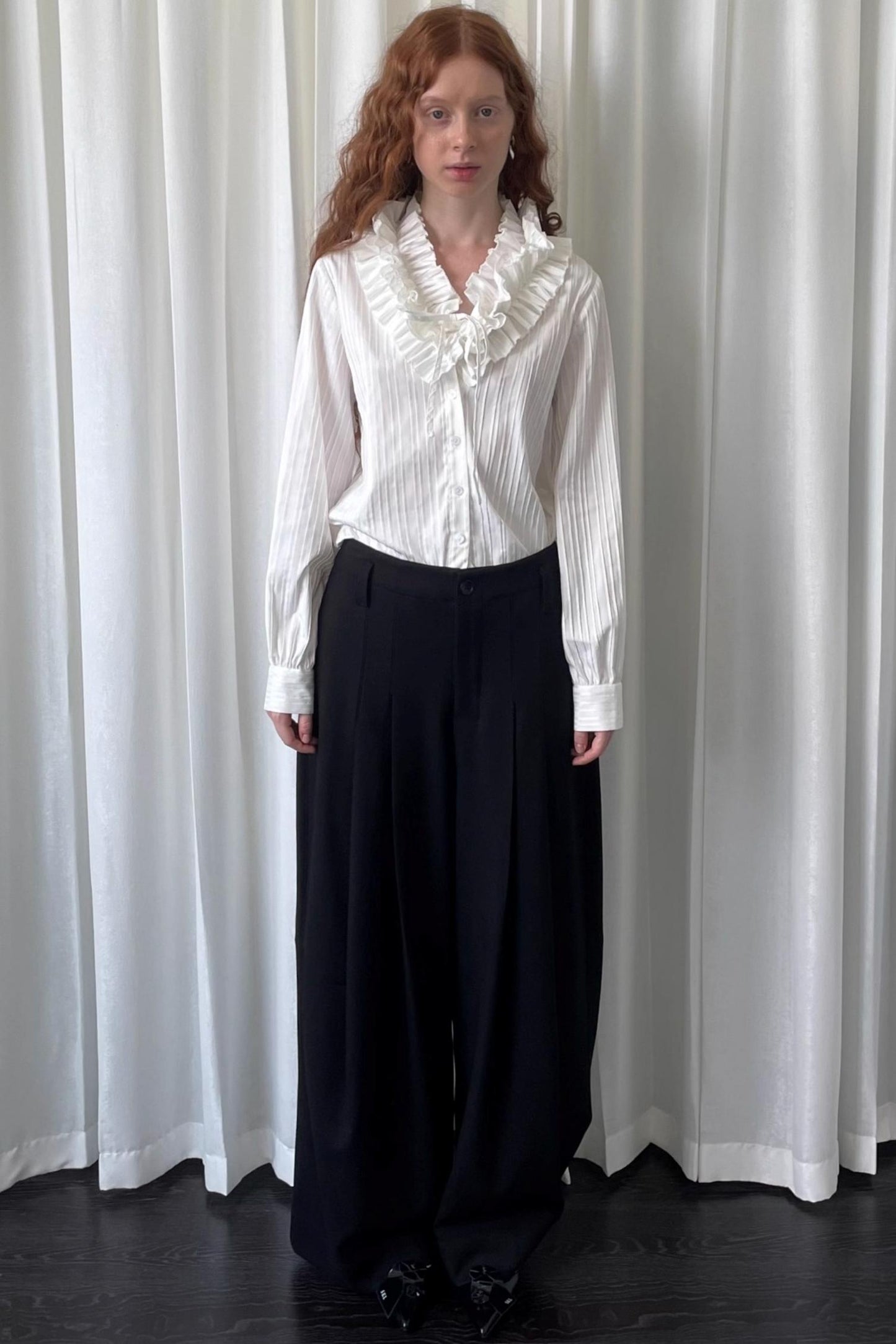 Black Pleated Suit Pants