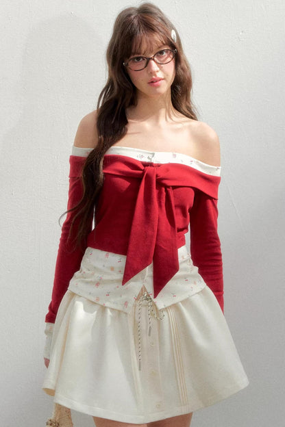 Bright Cherry One-Shoulder Top