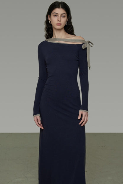 Niche Strapless Slant Knit Dress