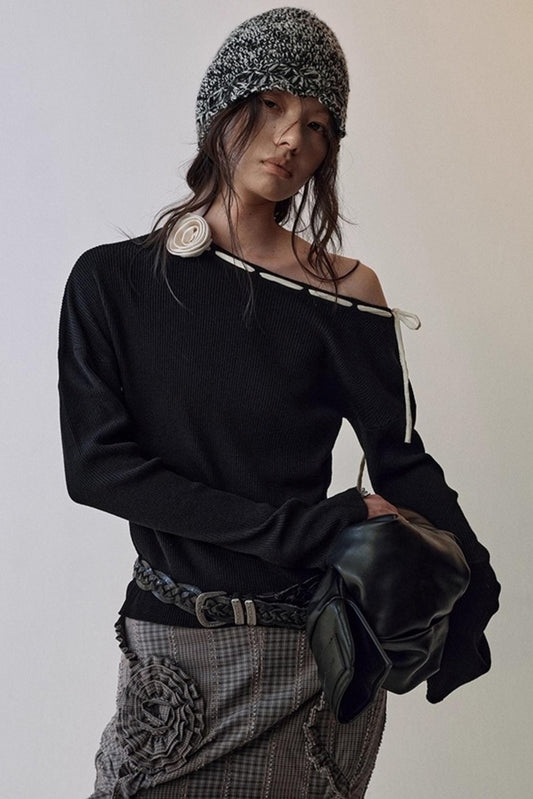 Rose Cross-Collar Knitwear