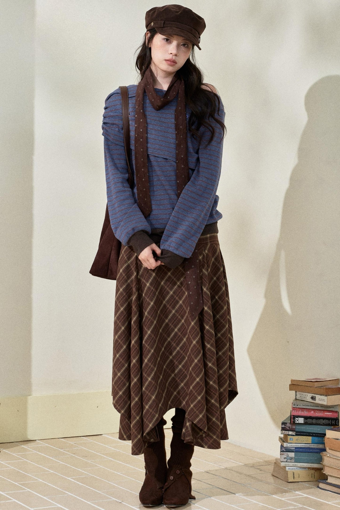 Retro Striped Off-Shoulder Top