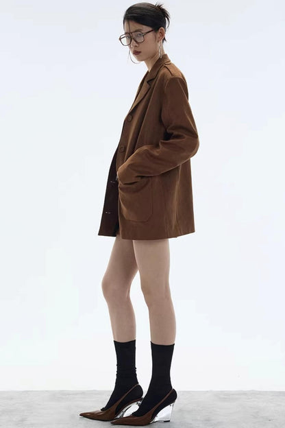 Hazelnut Suede Mini Skirt